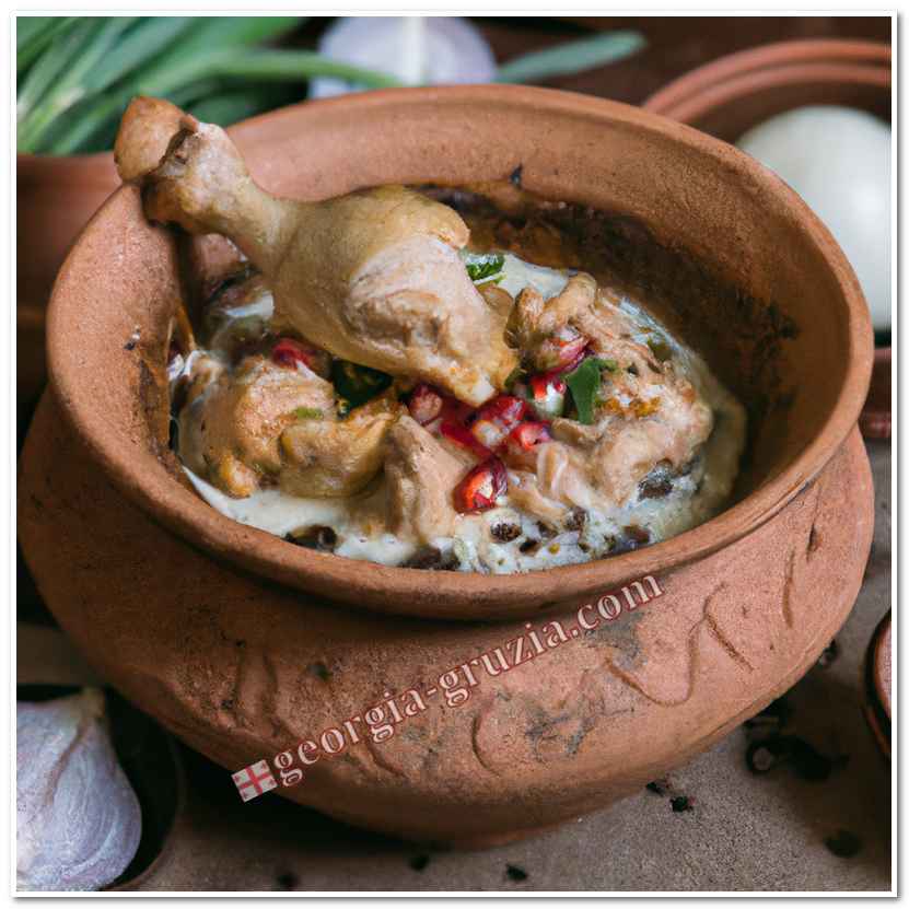 Chahohbili with chicken by georgian style
