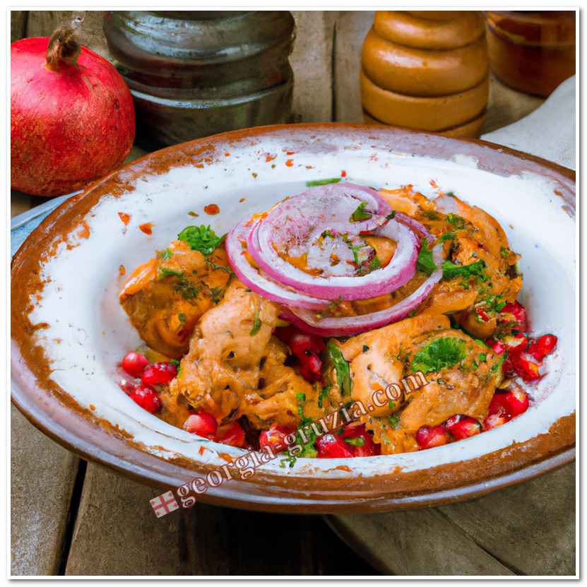 Georgian chicken chkmeruli dish