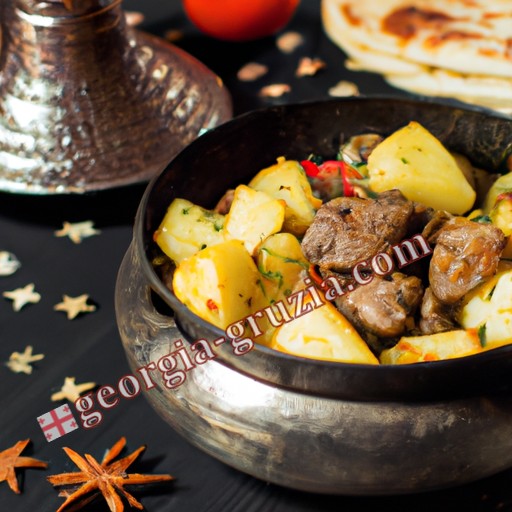 Hashlama of beef with potatoes in a cauldron Georgia Hashlama of beef with potatoes in a cauldron Georgia