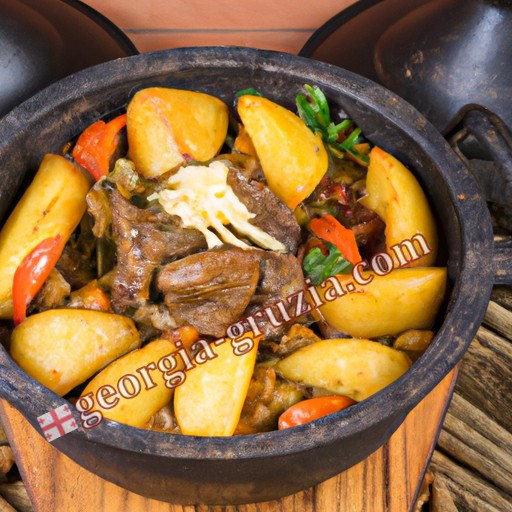 Hashlama of beef with potatoes in a cauldron Georgia Hashlama of beef with potatoes in a cauldron Georgia