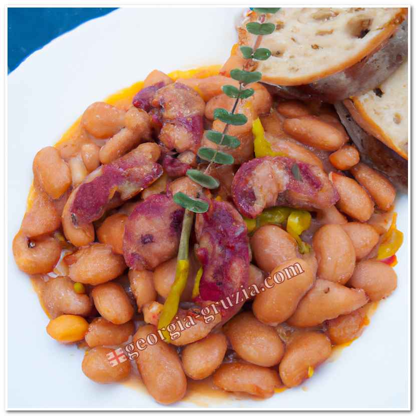 Lobio with beans classic recipe
