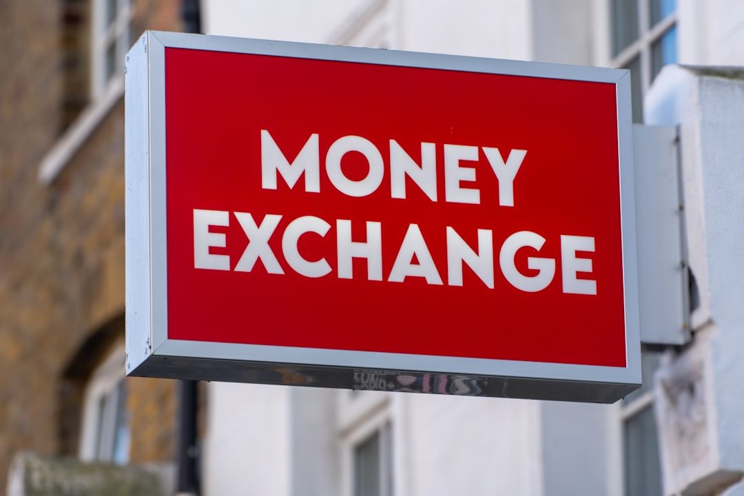 currency exchange office Red sign reads